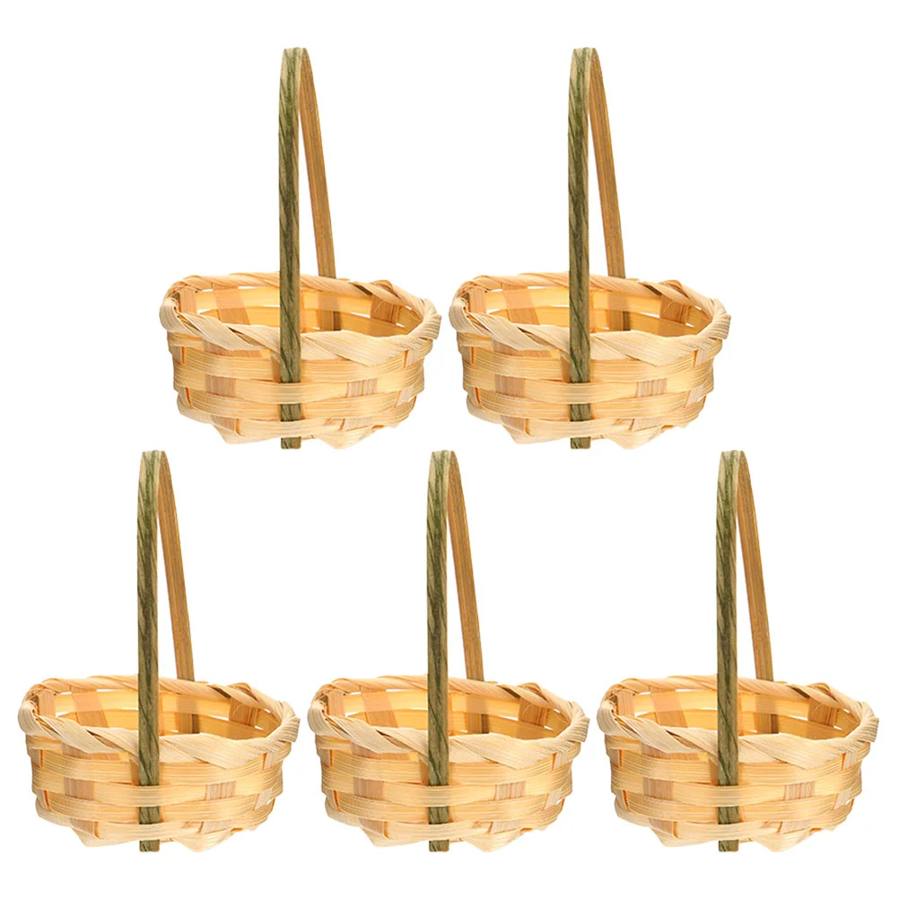 

Bamboo Hand Basket Mini Woven with Handles Gift Chocolate Wrapping Baskets Small Candy Tiny