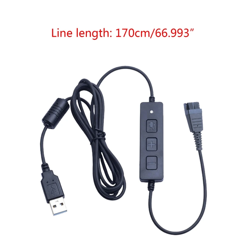 Headset Quick Disconnect QD Cable to USB Plug Adapter Call Center