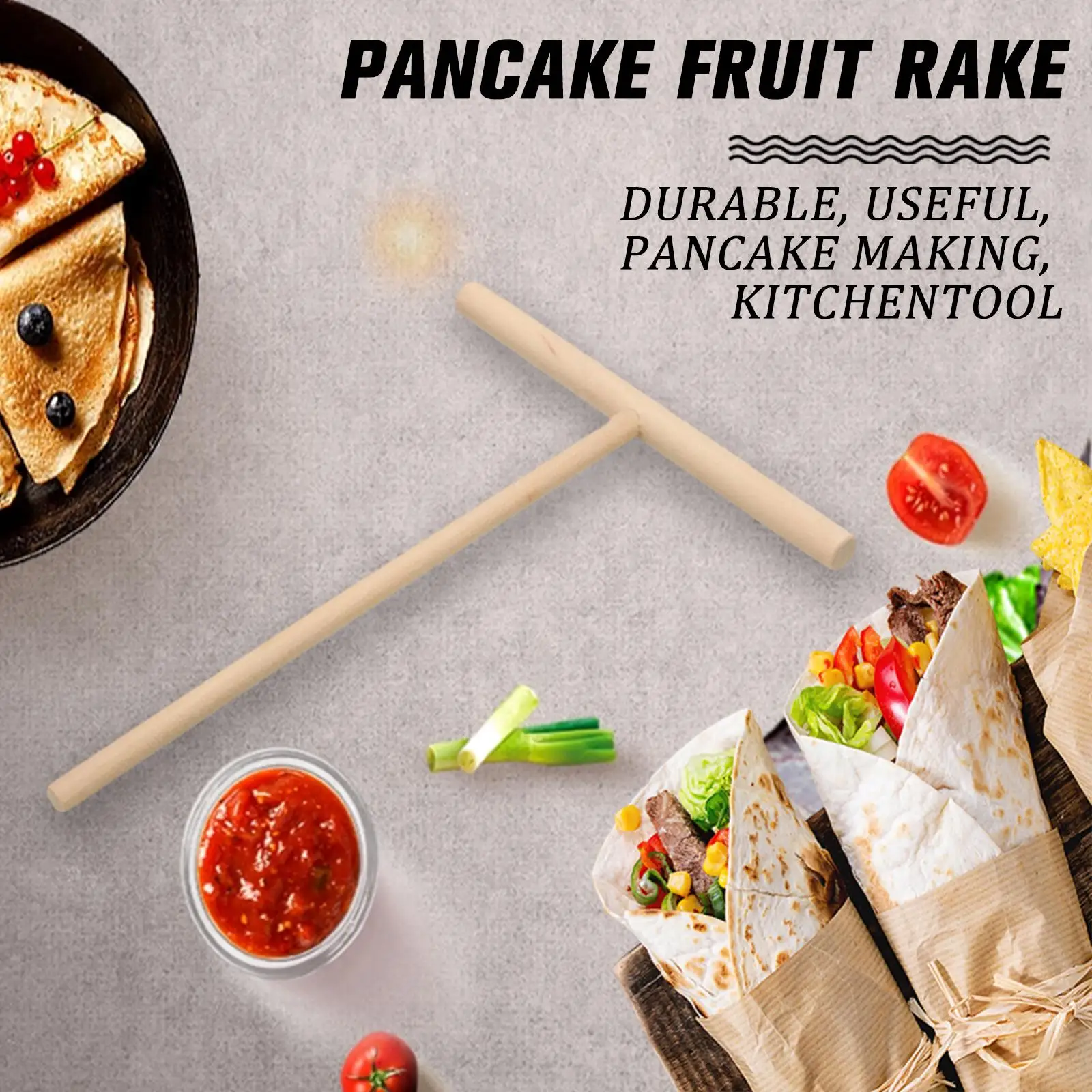 Wooden Pancake Fruit Rake Pancake Wooden Rake Baking Household Kitchen Tools Accessories Tools Stand F5U3