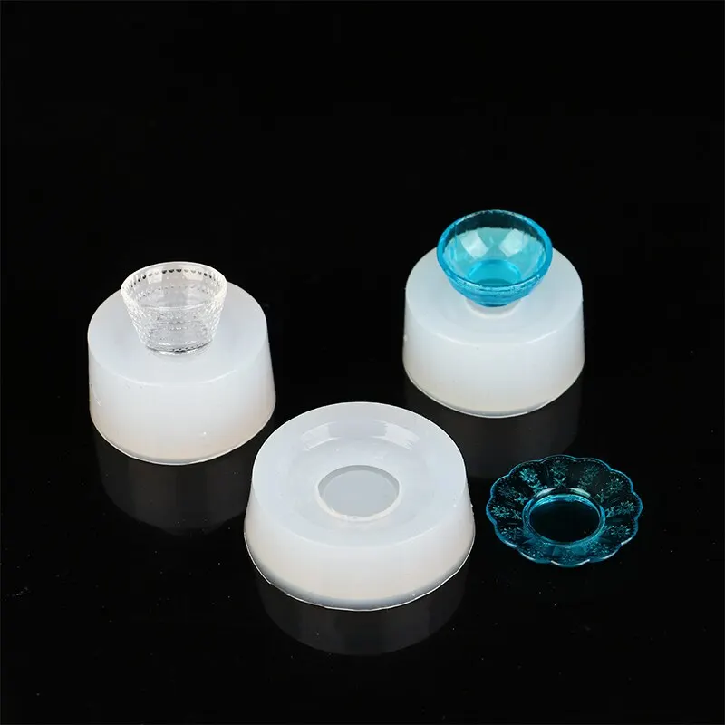 Mini Mold 1:12 Dollhouse Miniature Bowl Dish Plate Tableware DIY Drop UV Glue Silicone Mold Doll House Home Decor(Only Mold)