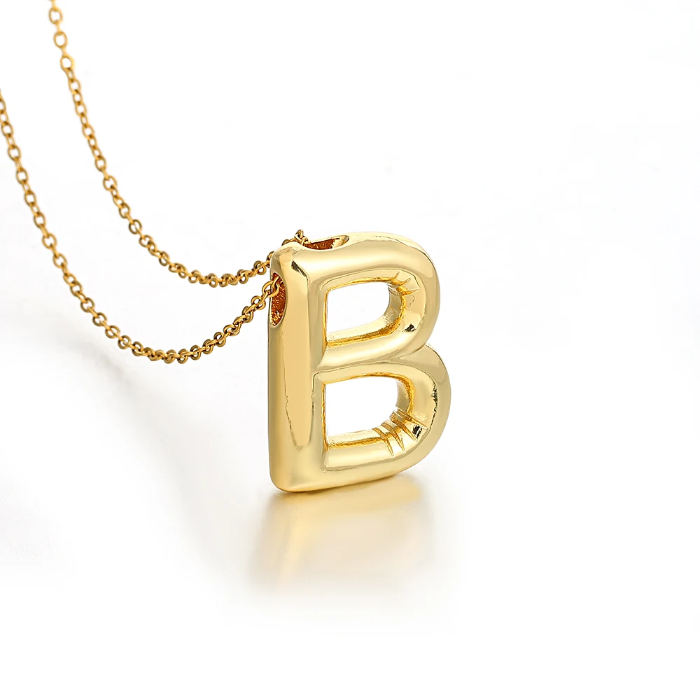 AENSOA Gold Plated Chunky Alphabet Balloon Necklace
