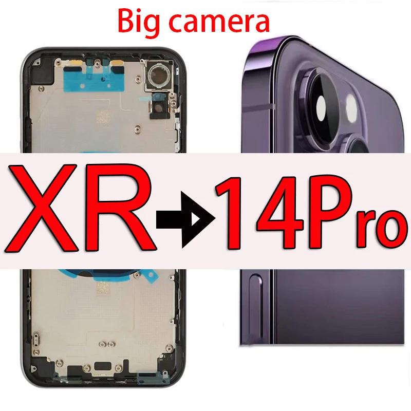 

DIY Back Cover Housing for Xr to 14 Pro Back Battery Middle Frame Replacement For XR Like 14 Pro Housing, XR Up to iPhone 14 Pro