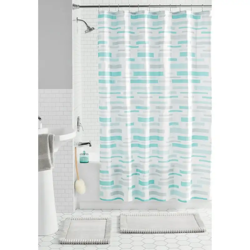 

Lines Microfiber Shower Curtain Bath Set, /Multi, 15 Pieces