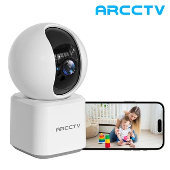 ARCCTV 2K WiFi 5G Surveillance Baby Monitor Camera HD Two Way Talk IR Night Vision Security PTZ Camera 360° View Auto Tracking 1
