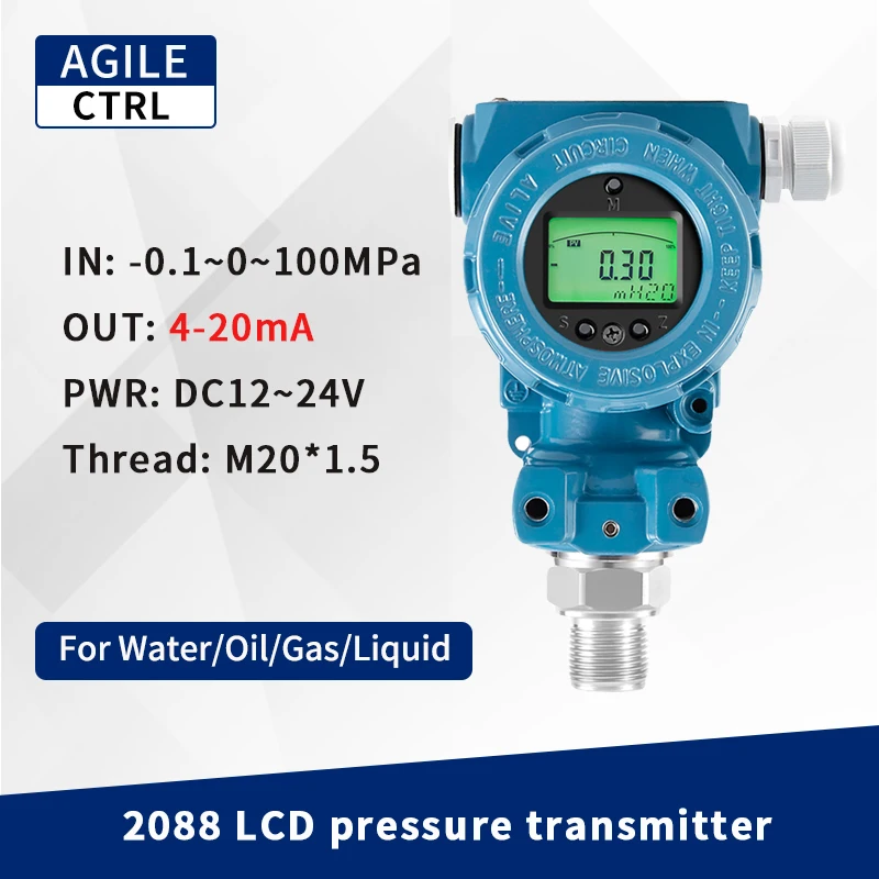 

LCD Display Pressure Transducer Diffused Silicon 4-20ma Pressure Transmitter 0 1000bar Water Oil Diesel Fuel Pressure Sensor