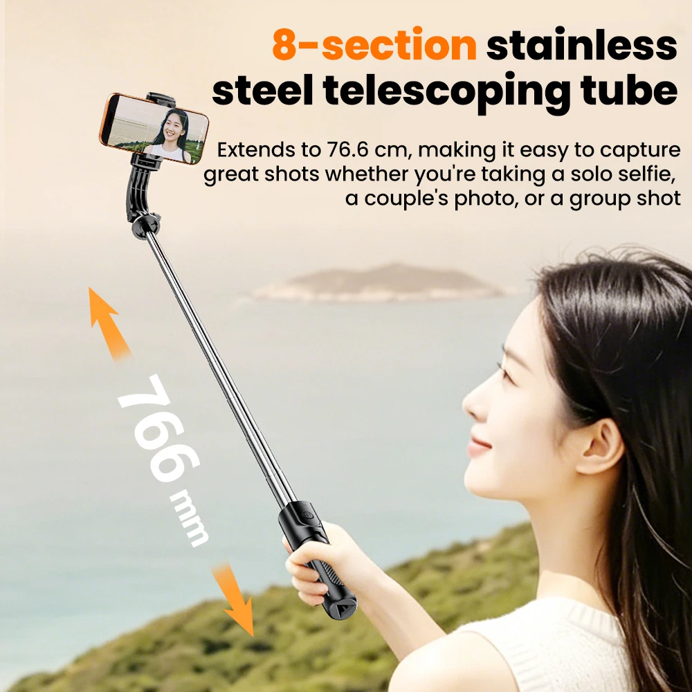 Versatile Selfie Stick with Light & Portable 360° Tripod