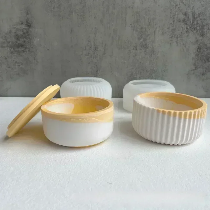 DIY Round Plaster Cup Scented Candle Silicone Mold Vase Flowerpot Storage Jar Plaster Pottery Mould Handmade Crafts Supplies silicone mold