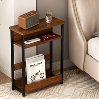 Table d'appoint étroite avec étagère de rangement, table d'appoint mince à 3 niveaux avec porte-revues, tables fines de canapé modernes pour petits espaces 2