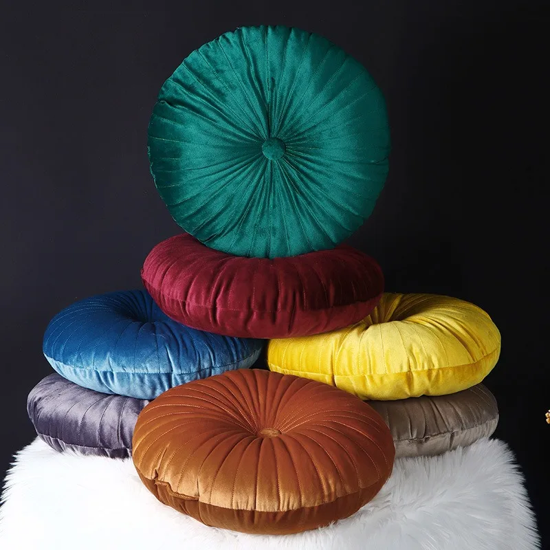 Ins Pumpkin Seat Cushion Dutch Velvet Throw Pillow Bay Cushion Round Tatami Dining Chair Bay Cushion Waist Cushion Throw Pillow 3
