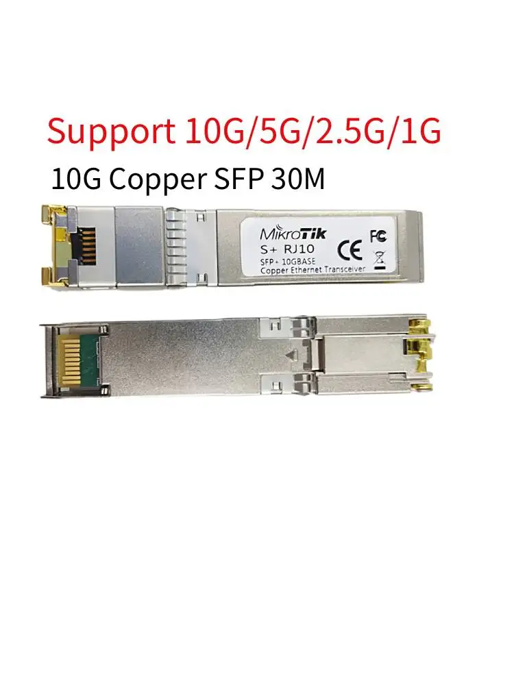 10G 2.5G SFP+10GBase-T RJ45 Copper Module 10G/5G/2.5G Compatible Mikrotik Various Switches Ethernet Transceiver 100M
