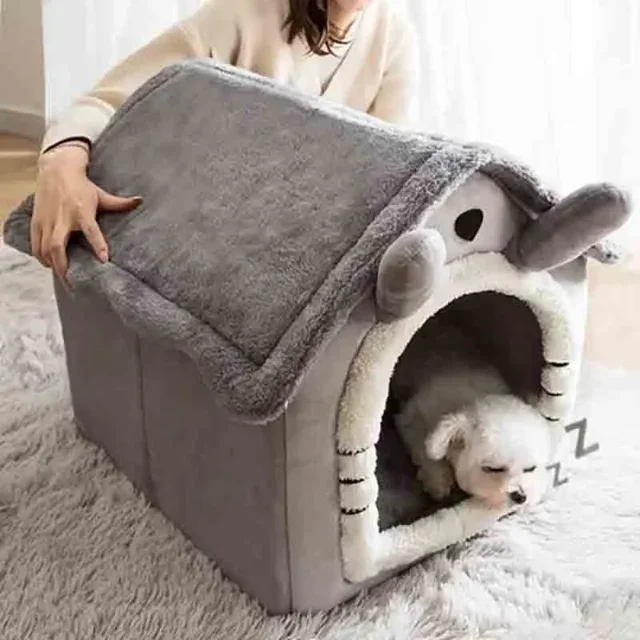 실내 따뜻한 개 집, 부드러운 애완 동물 침대와 텐트 집, 탈착식 쿠션이 있는 고양이 침대