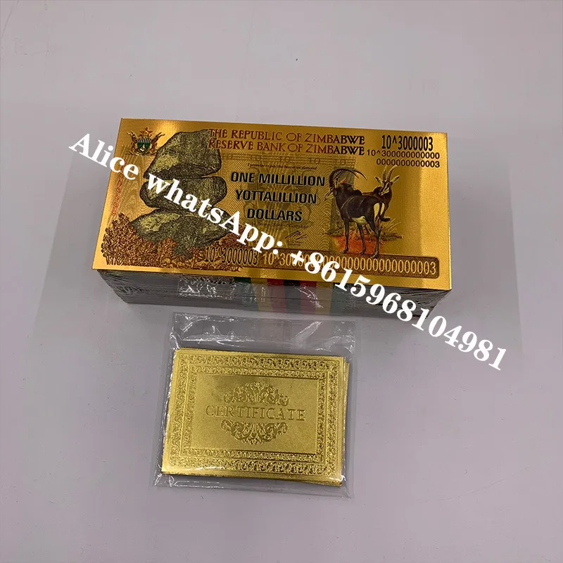 Nuovo Zimbabwe One Milklion Yottalillion Dollari Lamina D'Oro Banconota Riserva Banca Dello Zimbabwe Una Nota Dorata Trilioni Come Regalo