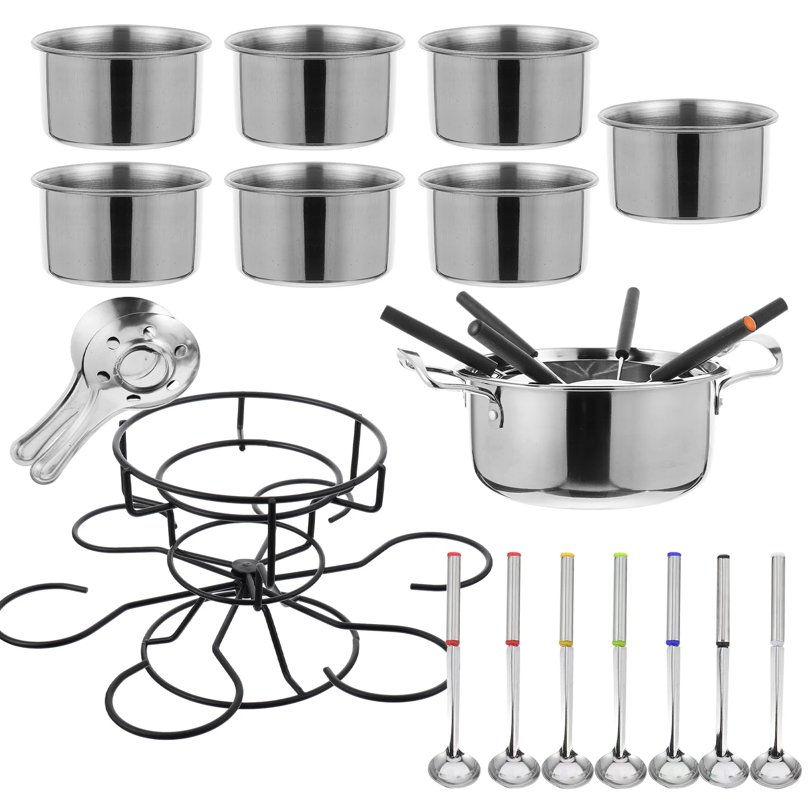 

Chocolate Cheese Fondue Set Stove Butter Boiler Cheese Warmer Melting Pot with Dipping Forks for Home Kitchen