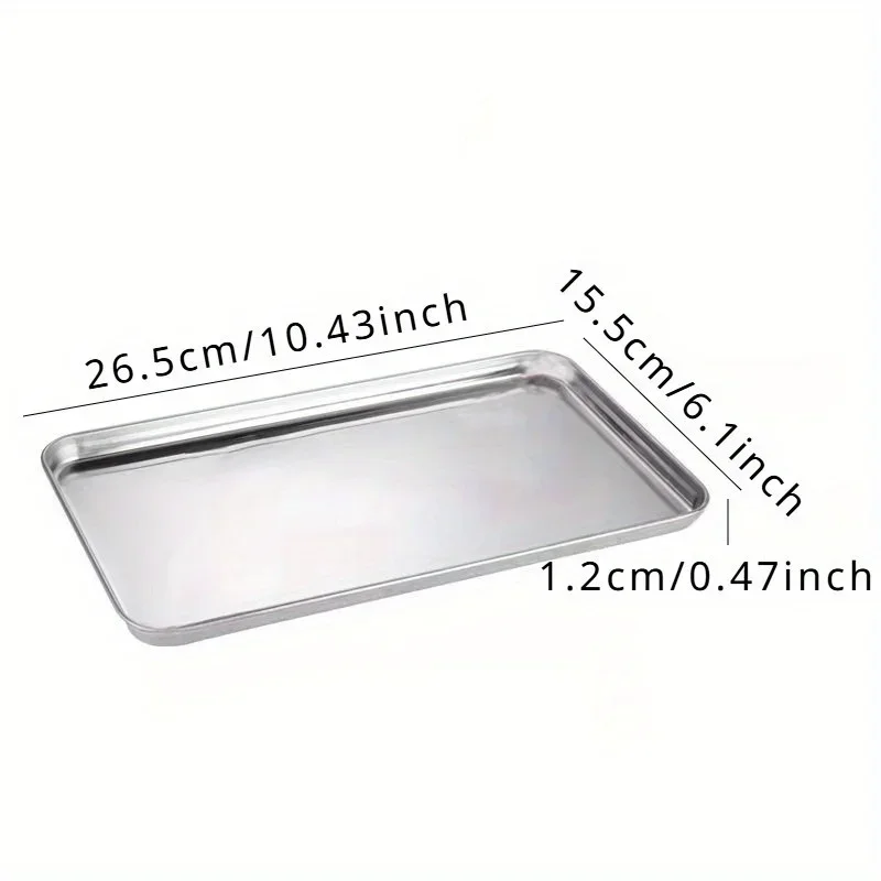 1/4pcs Stainless Steel Serving Tray for BBQ Roasting Baking and Steaming Flat Bottom Plate with Food Storage Container