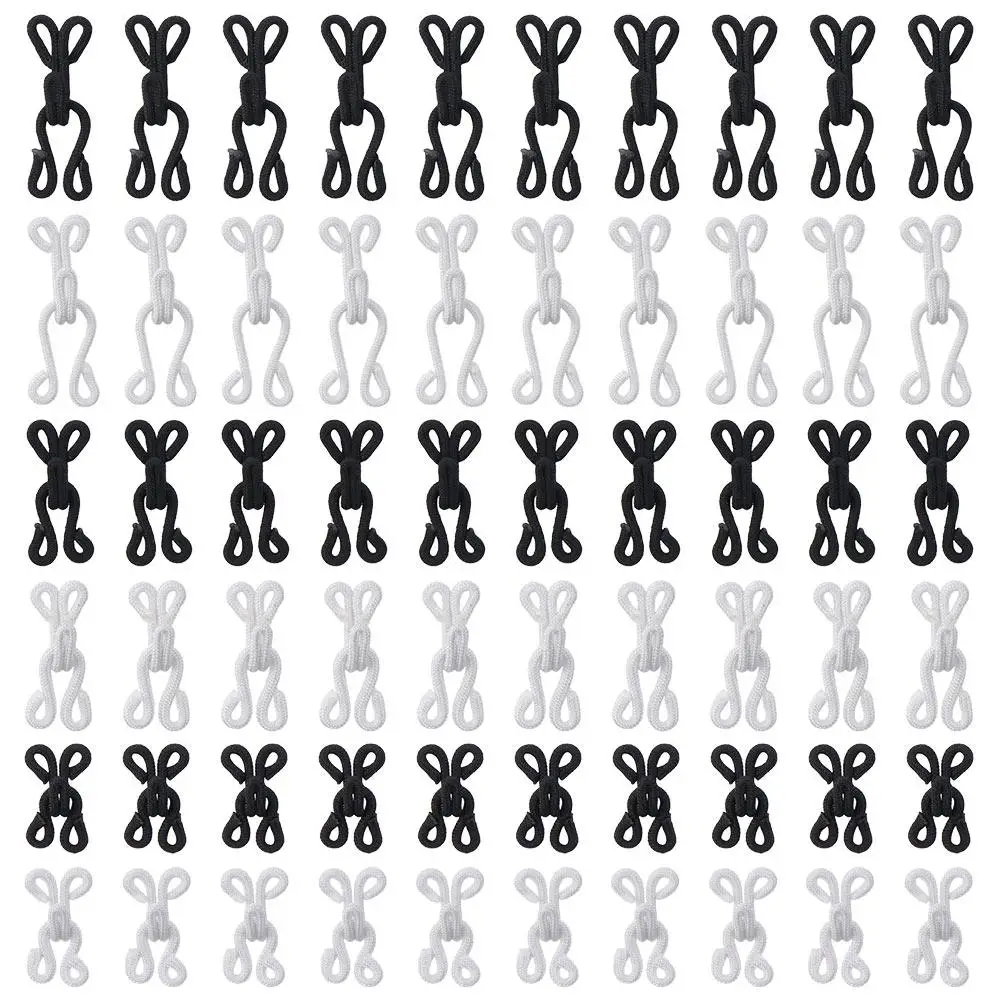 60 Sets DIY Craft Black and White Hook and Eye 3 Size Hook Button Hook Covered Hook and Eye Closure Bra