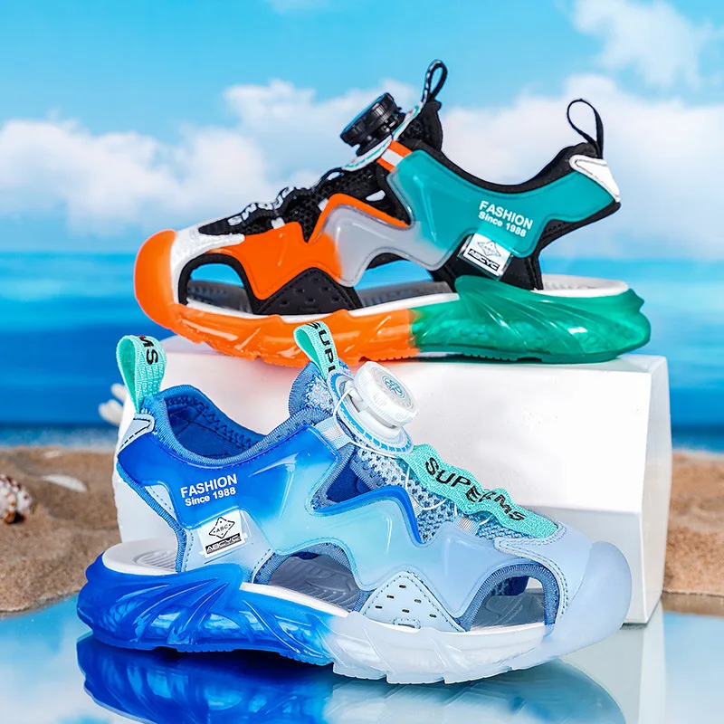 

Children's Baotou Sandals 2024 Summer New Boys' Sports Sandals Medium and Large Children's Comfortable Beach Shoes