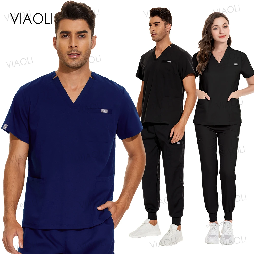 

XS-XXL Clinical Nursing Uniform Unisex Medical Uniform Women Men Surgery Scrub Top Pants Doctor Nurse Scrub Set Dentist Workwear