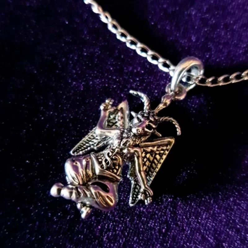 Baphomet Halskette-Occult Left Hand Path Seal of Baphomet Satanic Goat of Mendes-Frauen Männer Anhänger Halskette Pagan Occult Satanic
