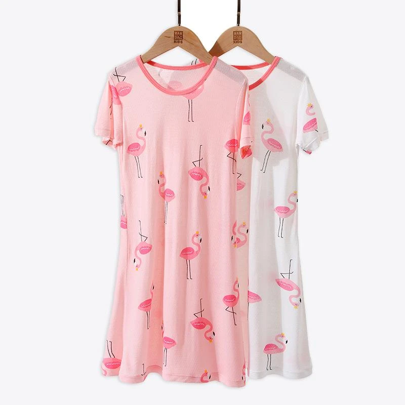 Children Nightgown Summer Short Sleeved Baby Girls Nightdress Cute Cartoon Pink Baby Home Wear Clothes 4-18Y Kids Girls Pajamas Sleepwear & Robes cheap