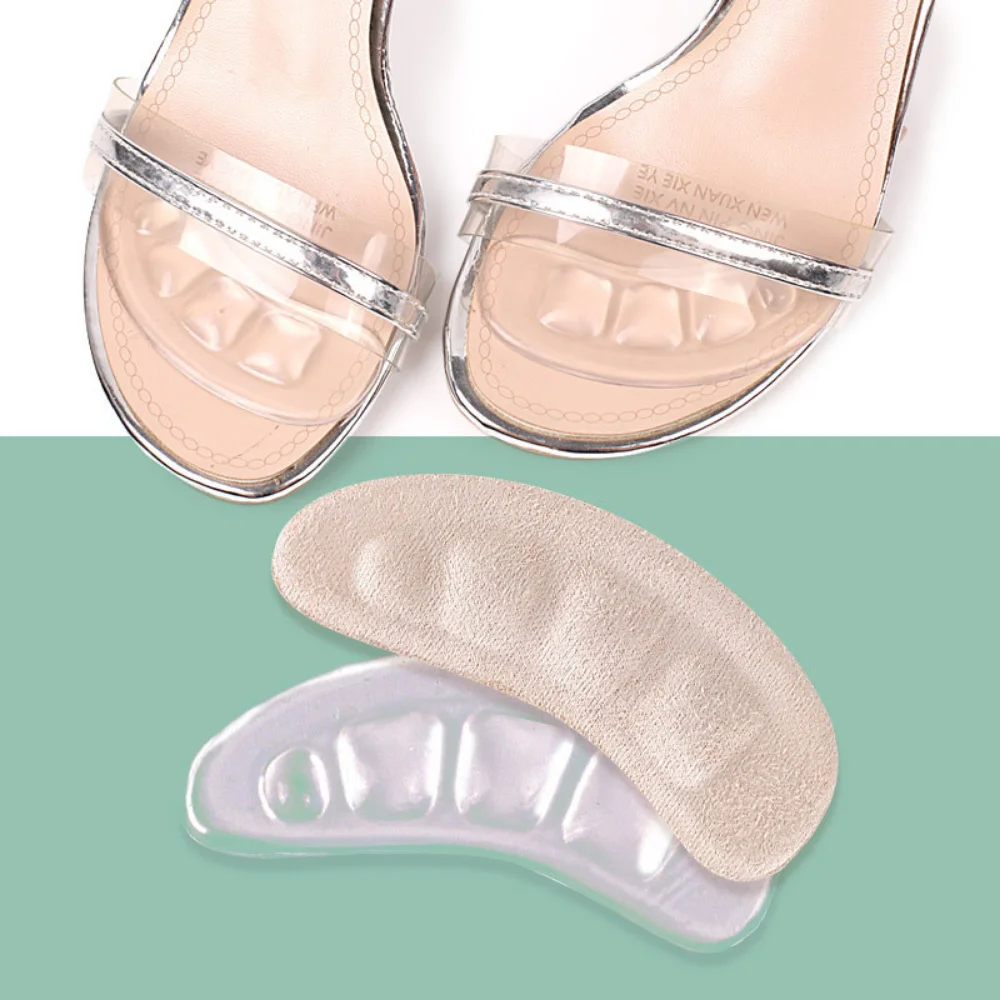 Shoe Insoles Forefoot Pads 1/2Pair Silicone Pads Forefoot For Women's Shoes Non-slip Insert Self-adhesive Heel Gel Insoles Heels Sandals Anti-Slip Foot Pad