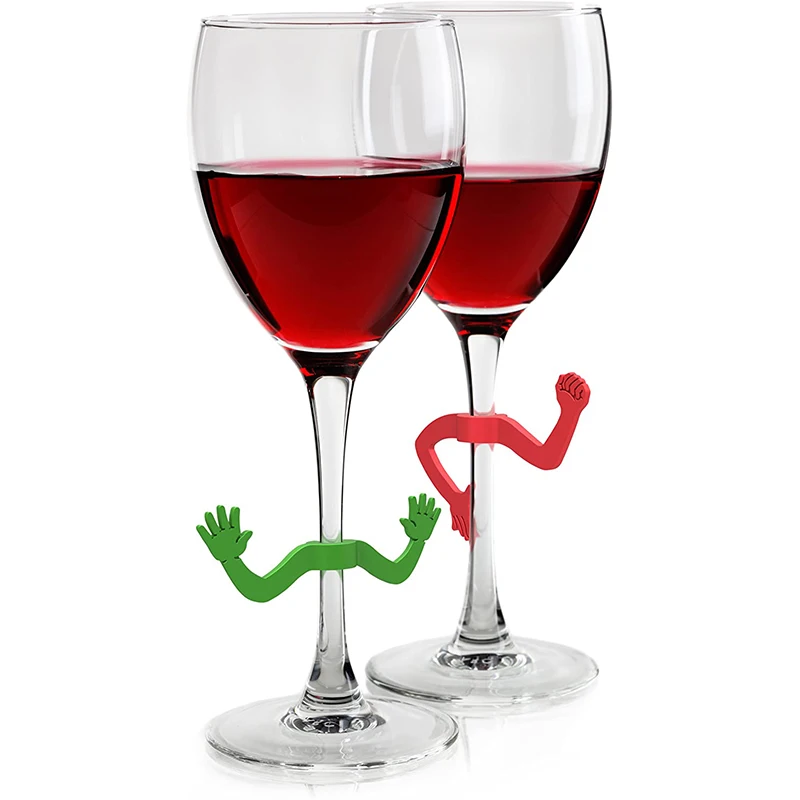 6Pcs Wine Glass Marker Silicone Wine Drink Markers Identifiers for Assorted Colours,Random Color
