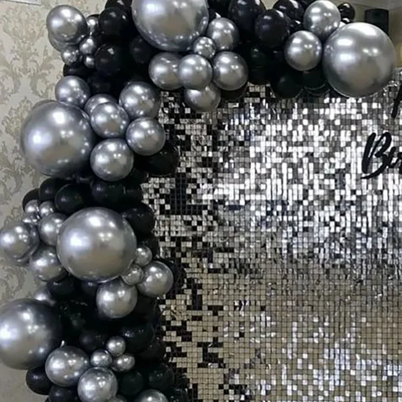 115 pièces argent encre bleu noir ballons guirlande arche Chrome métal  Globos rétro mariage anniversaire fête nouvel an décoration de la maison -  AliExpress