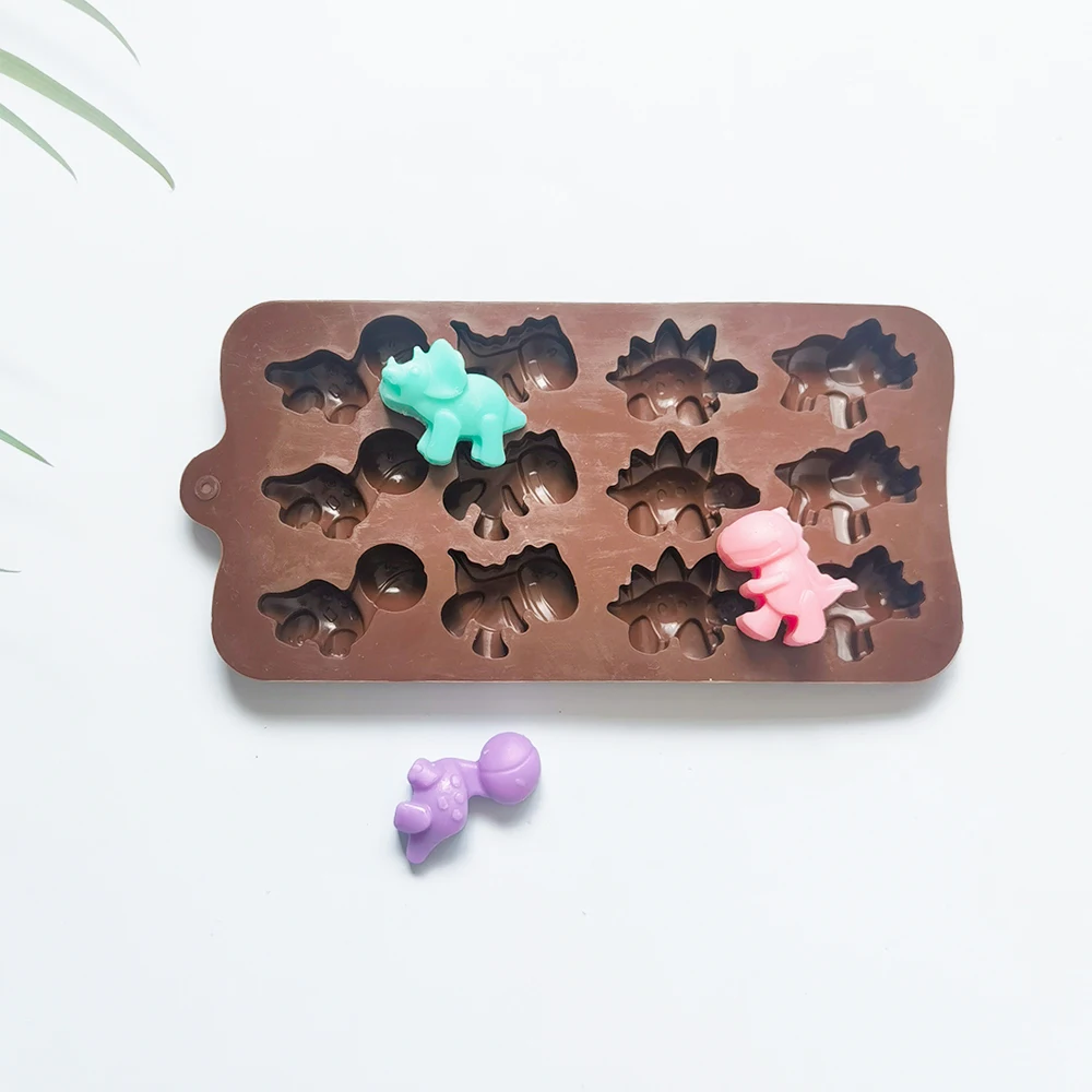 

Silicone Chocolate Mold Cartoon Animal Lion Bear Dinosaur Chocolate Candy Ice Cubes Children's Food Supplement Party Baking Tool