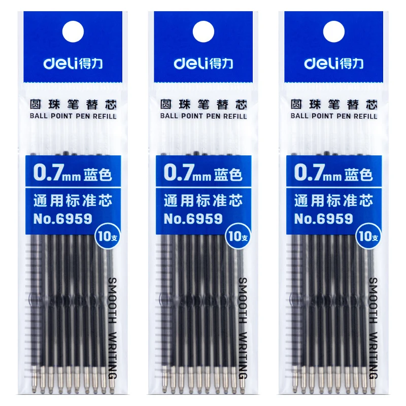 10/20/30Pcs/set 109mm Blue Ink Ballpoint Pen Replacement Core 0.7m Pen Tip Office Stationery Writing Supplies 4