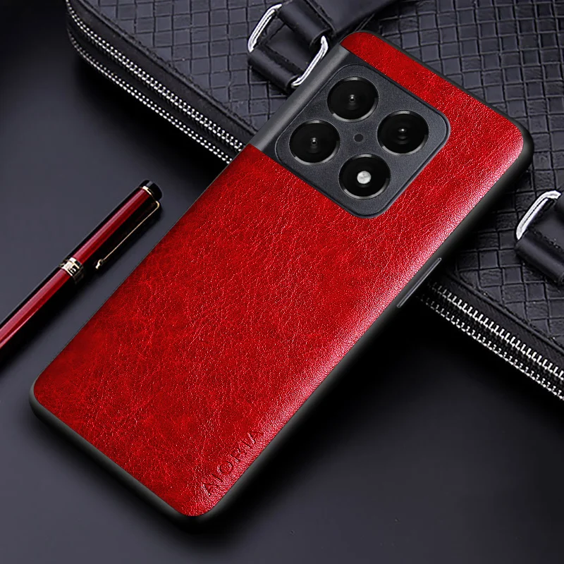 Premium PU Leather Business Phone Case - Solid Color Design