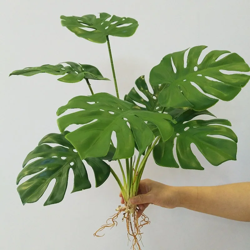 32 "große Gefälschte Pflanzen Tropical Monstera Künstliche Palme Kunststoff Blatt Wasser Anlage für Büro Schreibtisch Home Garten Grün decor