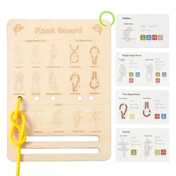 Tavola da allenamento per l'apprendimento dei nodi Kit per l'apprendimento dei nodi Set di schede per la pratica dei nodi adatto per il regalo di allenamento delle abilità di vita dei bambini