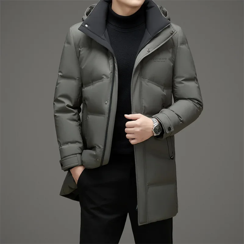 thumbnail image 1 of Chaqueta de plumón para hombre, ropa de diseñador de lujo rellena de plumón de pato, chaqueta de invierno 2024, ropa larga, gruesa y resistente al frío, informal, 1 of 4