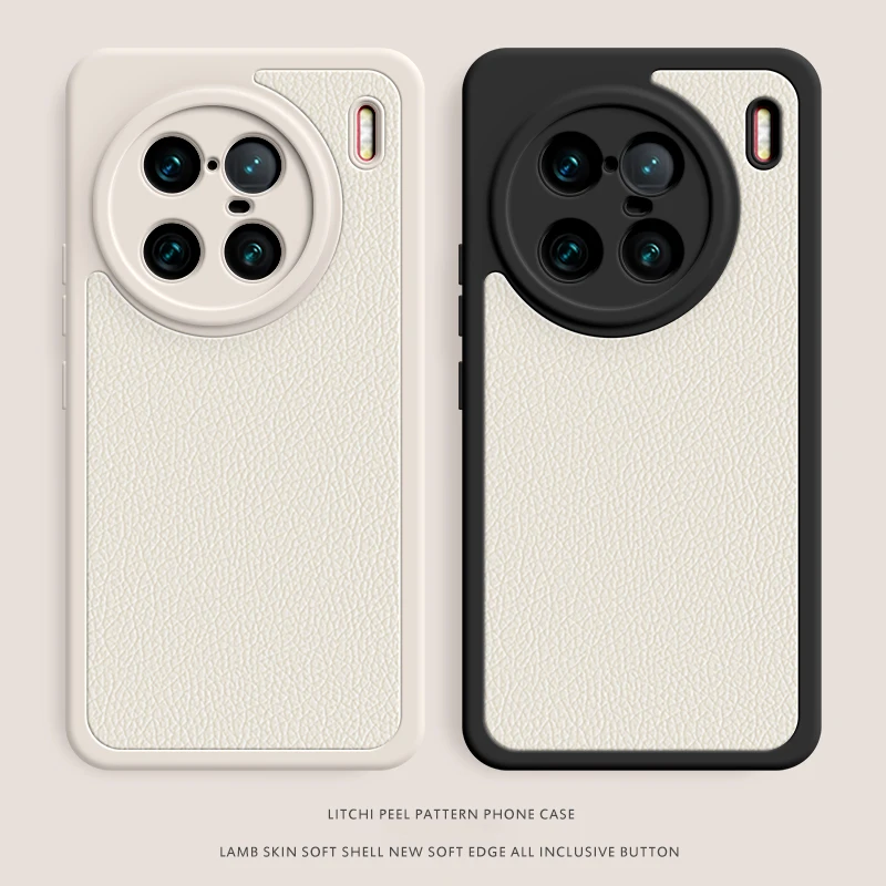 Custodia In Pelle Di Agnello Per Vivo X90 Vivox90 Pro Plus X90Pro Pro + 5G Original Luxury Litchi Peel Pattern Simple Classic Soft Cover