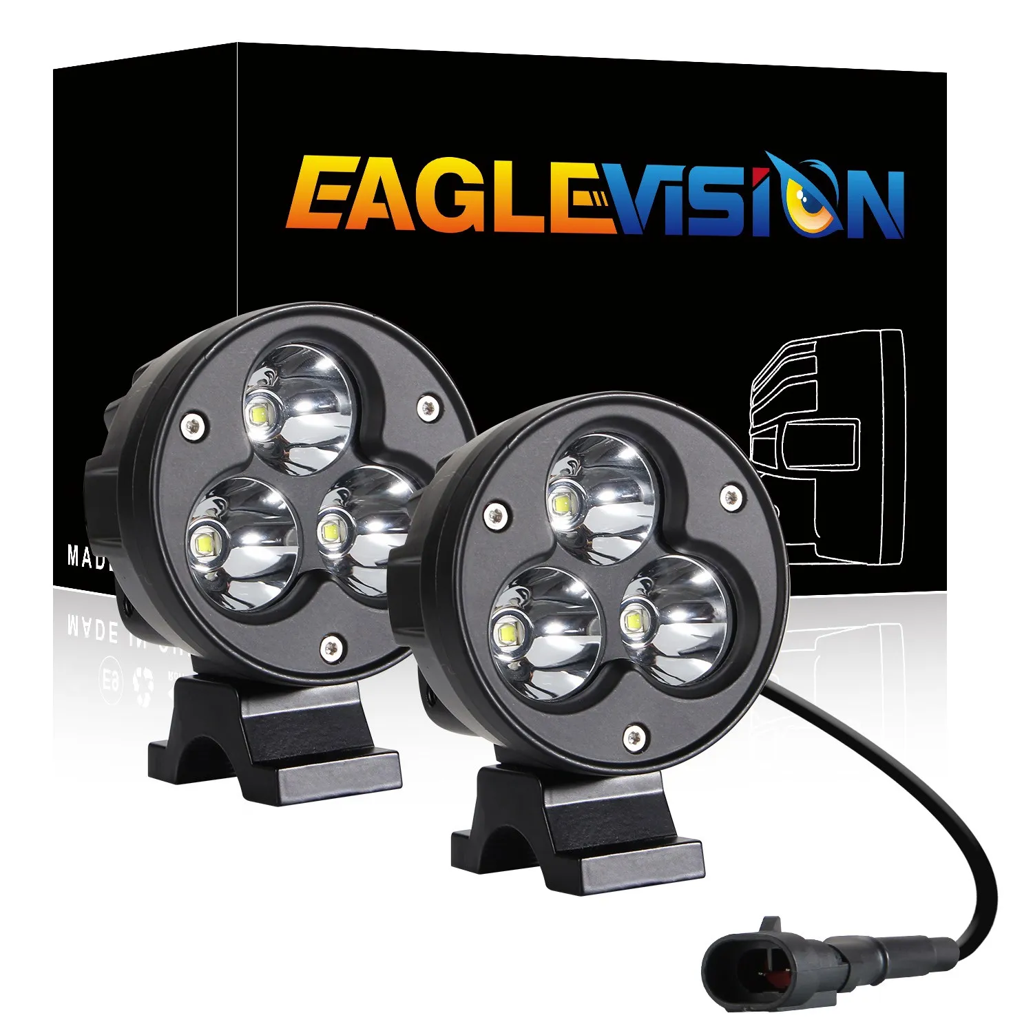 

EAGLEVISION, 3 дюйма, 60 Вт, фонари, фары головного света, противотуманные фары, Рабочая лампа для автомобиля, искусственная кожа, вездеход, внедорожник, лодка
