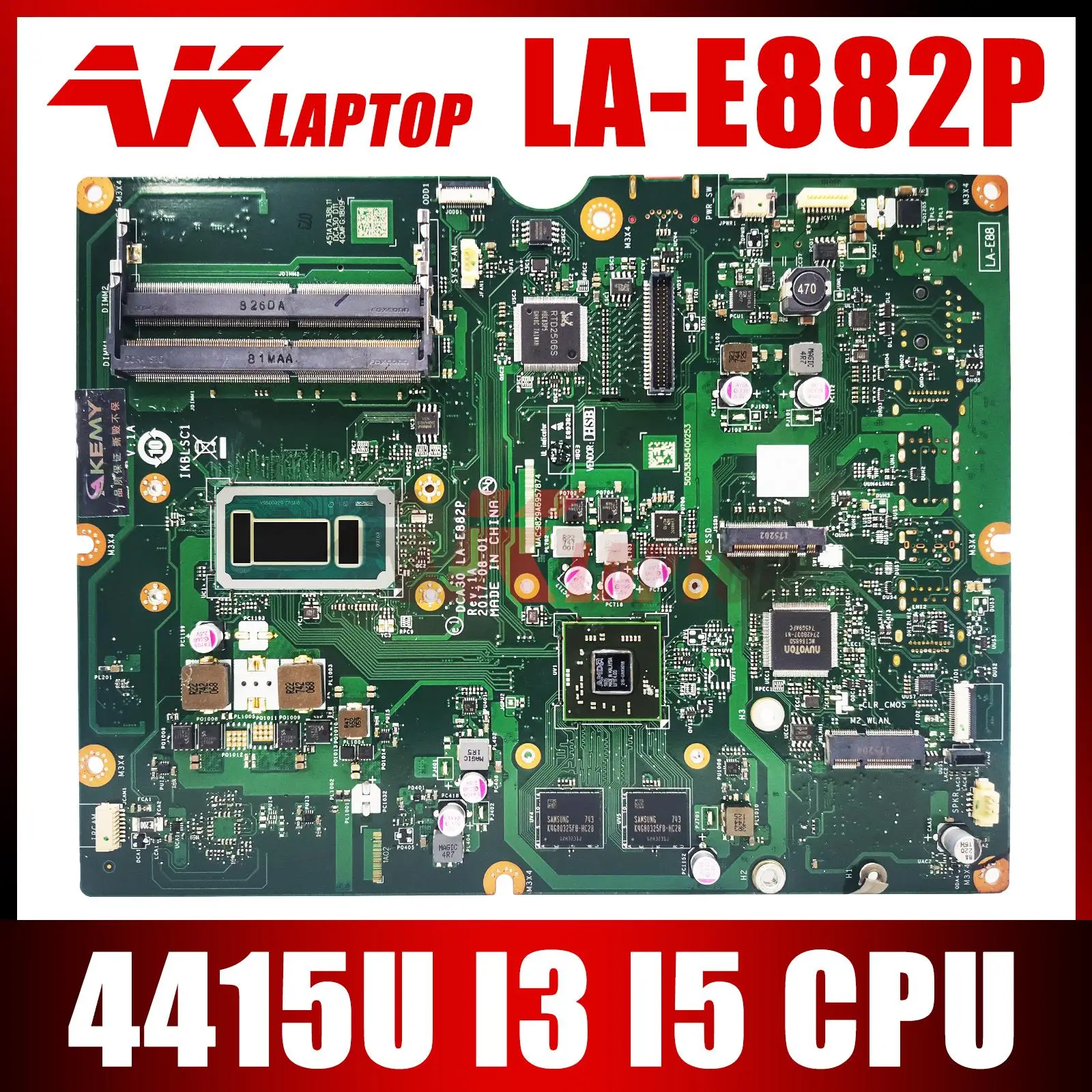 

LA-E882P for Lenovo AIO 520-22IKU 520-24IKU All-in-One motherboard Mainboard with 4405U 4415U I3 I5 CPU DDR4 V2G GPU