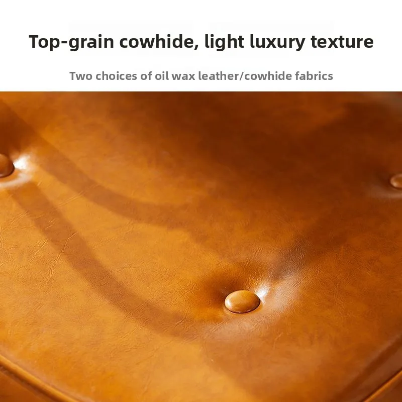 Vintage Leather Office Chair Ergonomic Bedroom Computer Comfortable Long Sitting Desk with Backrest Home Study Seat Retro Design