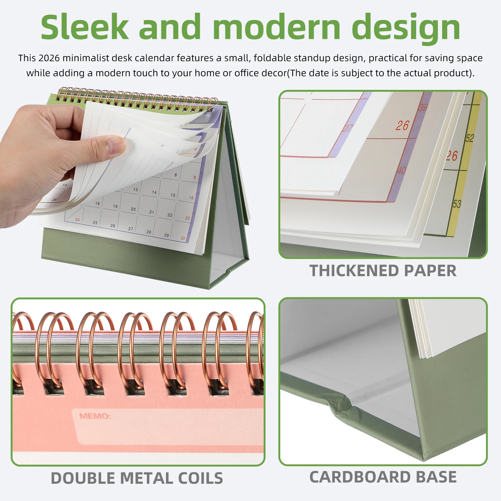 2026 Desk Calendar Small Desktop Calendars 2025-2026 Table Daily Notepad Pocket Planner Decorative Month Work Calendar Planner