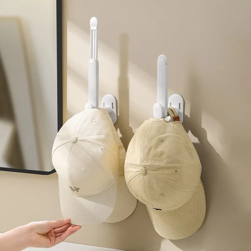 Hat Hook L-Shape Scalable Punch-Free Hook for Coats Hats Towels Clothes Kitchen Rack Roll Bathroom 1PC