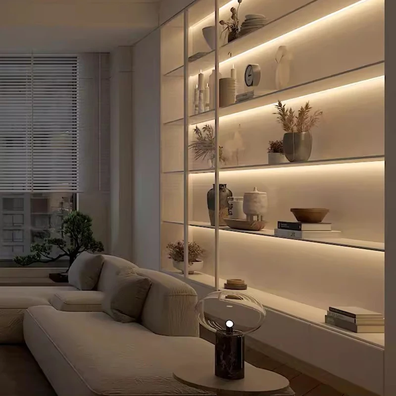 Led Recessed Aluminum Profile channel Silicone diffuser cover Bar Strip Light Wardrobe Bookcase Cabinet Shelf Hidden Lighting