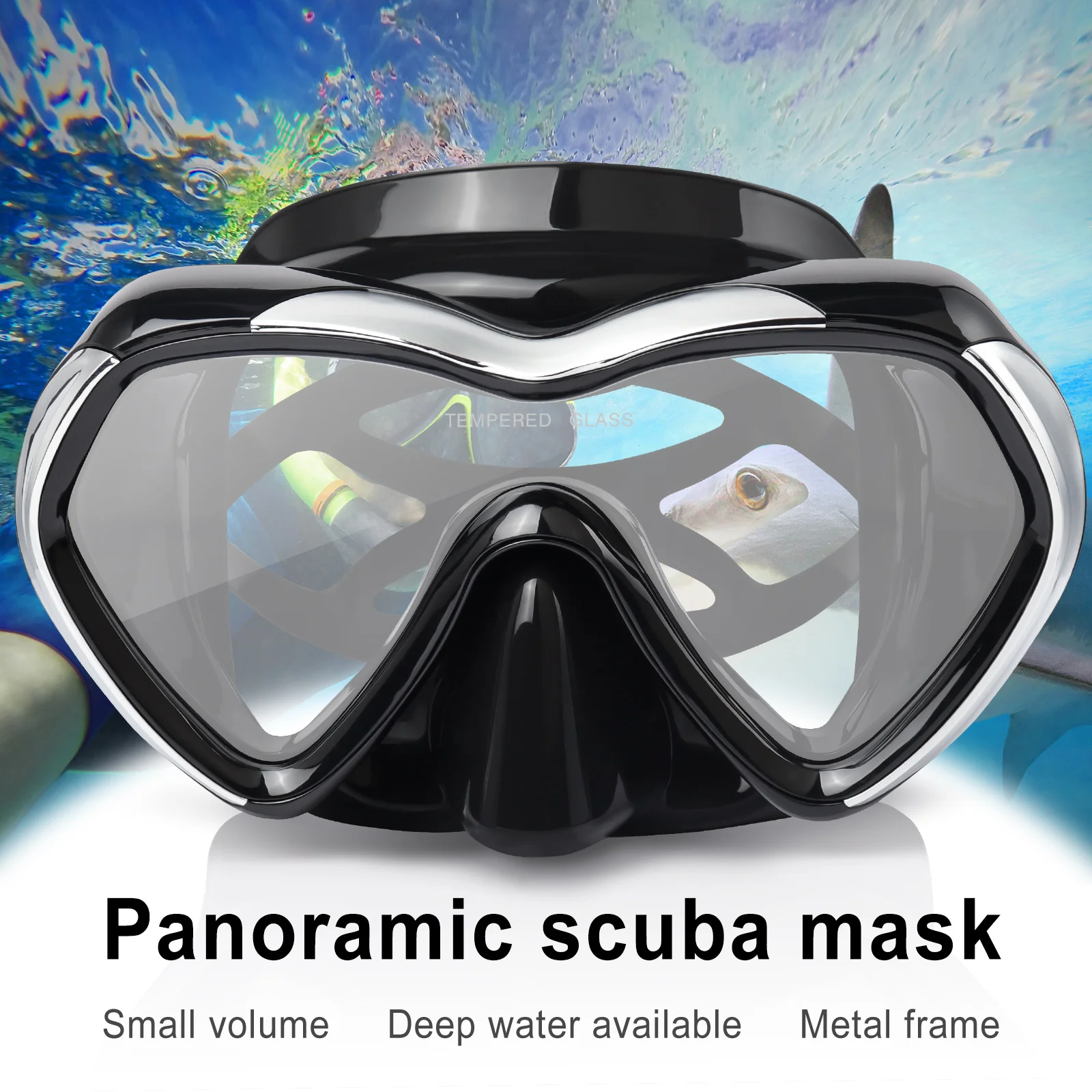 EXP VISION-Anti-Fog Scuba Diving Mask for Adult, Panoramic Snorkel Goggles,Swim Mask, Single Lens, Swim Goggles with Nose Cover