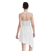 Womens Applique Figure Skating Dress Modern Lyrical Ballet Dance Leotard Tutu Shiny Rhinestone Gymnastic Performance Dancewear - Image 3