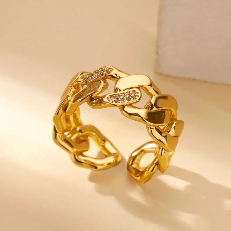 Stainless Steel Grinding Chain Open Rings For Women