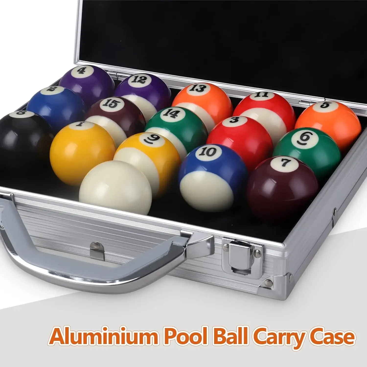 Billiard Balls Storage Pool Ball Aluminum Case Travel Storage Box with Carry Handle 22 Billiards Balls Hard Case