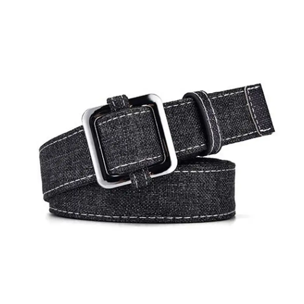 Women Casual Denim Canvas Belt with Non Porous Buckle