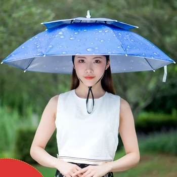 낚시 우산 대형 이중 레이어 모자, 우산 모자, 햇빛가리개 머리, 농업 모자, 자외선 차단 부상