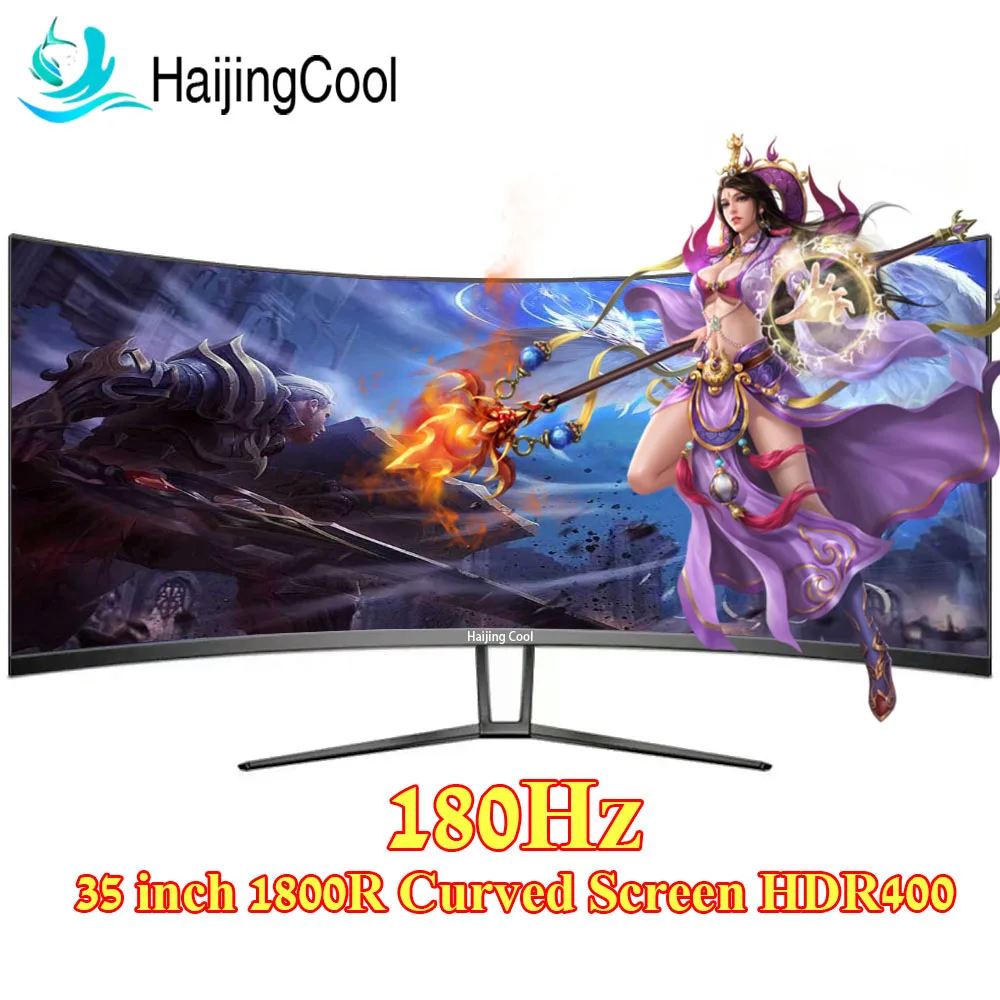 Haijing крутой 35-дюймовый монитор 180 Гц широкий дисплей 21:9 4K 144HZ WQHD Настольный светодиодный экран компьютера для геймеров изогнутый DP/3440*1440
