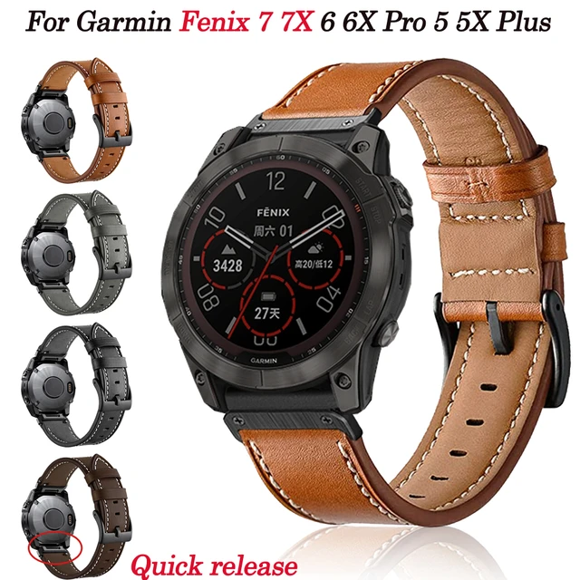 Garmin Fenix 6x Pro Leather Bracelets  Garmin Fenix 7x Leather Strap 26mm  - 22 26mm - Aliexpress