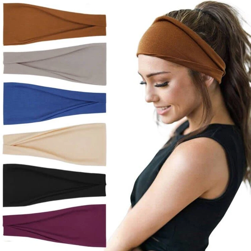 

Women Yoga Elastic Turban Hair Band Headband Sports Headbands Headwrap Elastic Sports Headband Unisex Sport Sweat Sweatband