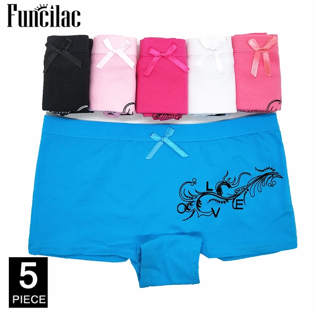 Underwear Women Cotton Boxers Shorts Ladies Panties Floral Boyshorts  Knickers Lingerie Intimate 5 Pcs/Lot - AliExpress