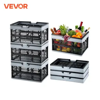 VEVOR 3pcs Foldable Storage Basket Collapsible Shopping Crate with Handle for Kitchen Grocery Living Room Desktop Organization 1